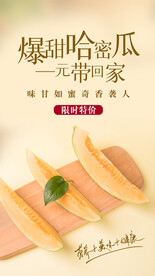 夏季哈密瓜水果活动宣传海报素材