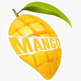 半个芒果矢量插画