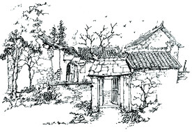 白描画 线条画 钢笔画 风景画