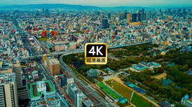 航拍城市建筑群天桥车流道路