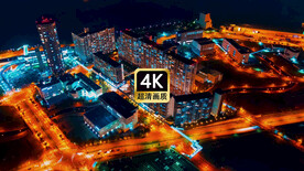 短视频素材航拍夜晚港口城市建筑