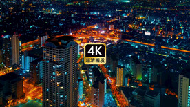 短视频素材航拍夜晚城市街道建筑