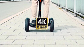 脚踏平衡车行驶在大桥上