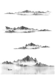 水墨画山