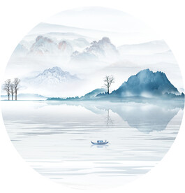 新中式装饰画 圆形装饰画 