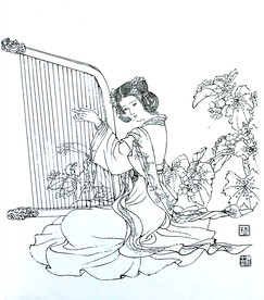 抚琴仕女