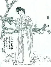 仕女赏花图