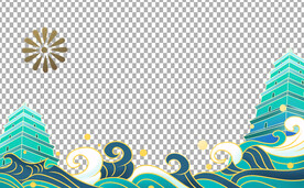 卡通海浪           