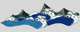 卡通海浪           