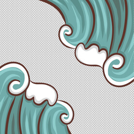 卡通海浪           