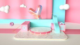 C4D模型小清新风格电商立体