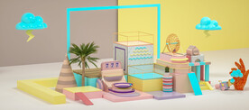 C4D模型小清新风格电商立体