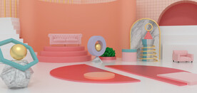 C4D模型小清新风格电商立体