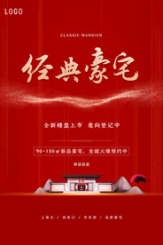 红色地产海报 交房背景 