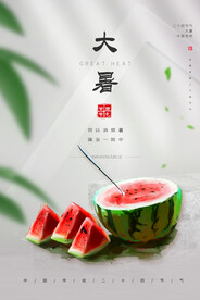 绿色简约清新大暑节气海报设计
