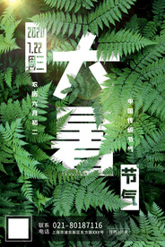 植物大暑字体海报设计