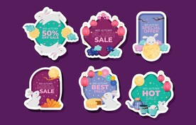 卡通中秋节标签 