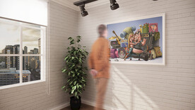 展厅装饰海报的样机模板展示