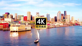 短视频素材港口城市码头帆船