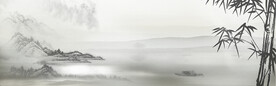 中国风水墨banner海报背景