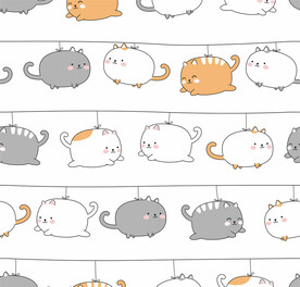 卡通循环图案 晒猫