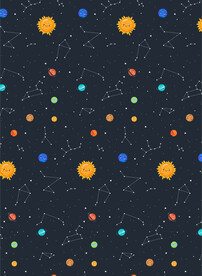 卡通循环图案 太空元素星球