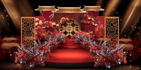 中式婚礼舞台效果图