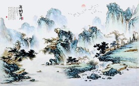 新中式水墨山水风景国画背景墙
