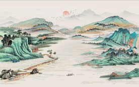 新中式水墨山水国画电视背景墙