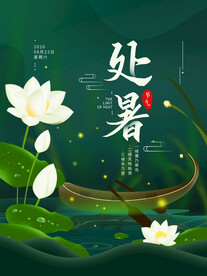 二十四节气处暑简约海报