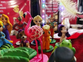 粉色火烈鸟可爱摆件玩具