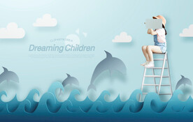 可爱孩子儿童梦想创意摄影背景