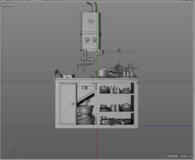 C4D模型厨房燃气灶洗碗池