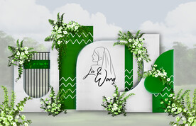 韩式白绿小清新婚礼效果图 