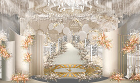 香槟现代线条感高端婚礼效果图