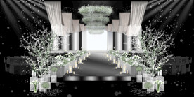 韩式白绿色极简风婚礼效果图