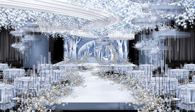 雾霾蓝现代风梦幻主题婚礼效果图