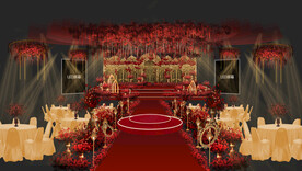 欧式红金色巴洛克婚礼效果图