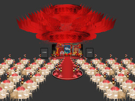 中式红色生日宴效果图