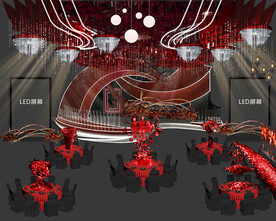 复古红色精致典雅婚礼效果图