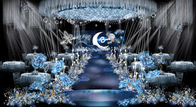 蓝色梦幻婚礼舞台效果图