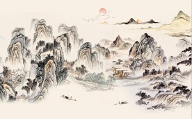 新中式水墨山水国画电视背景墙