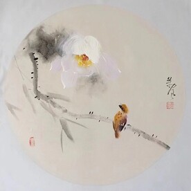圆形花鸟小品