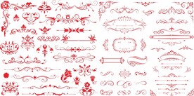 红色高档欧式花纹边框素材