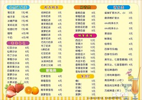 饮品价目表