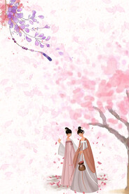  手绘古风插画背景图片 