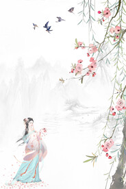 手绘古风插画背景图片 