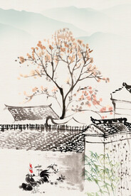  手绘古风插画背景图片 