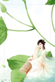  手绘古风插画背景图片 