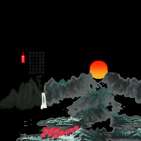 手绘古风插画背景图片 